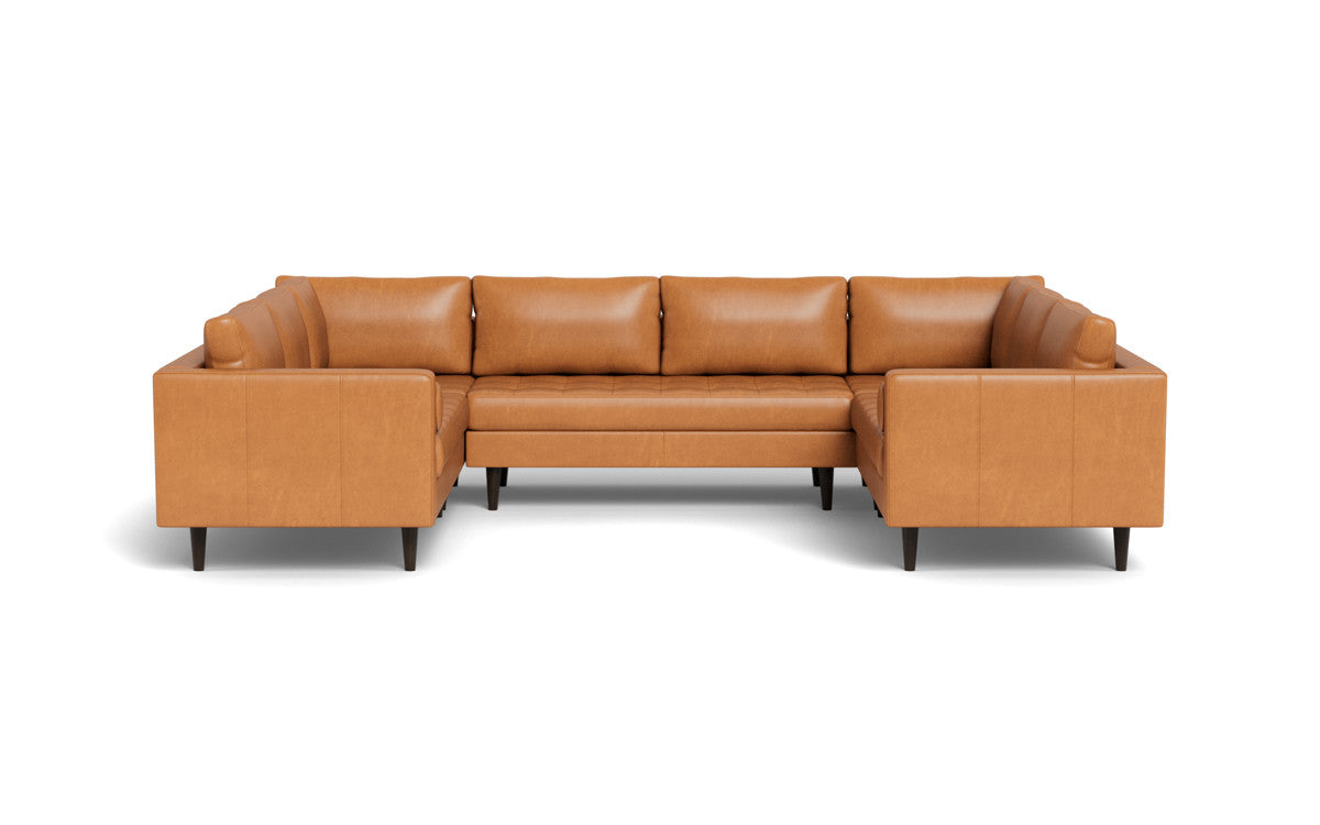 Ladybird 134" Leather U Sectional - Hudson Lager