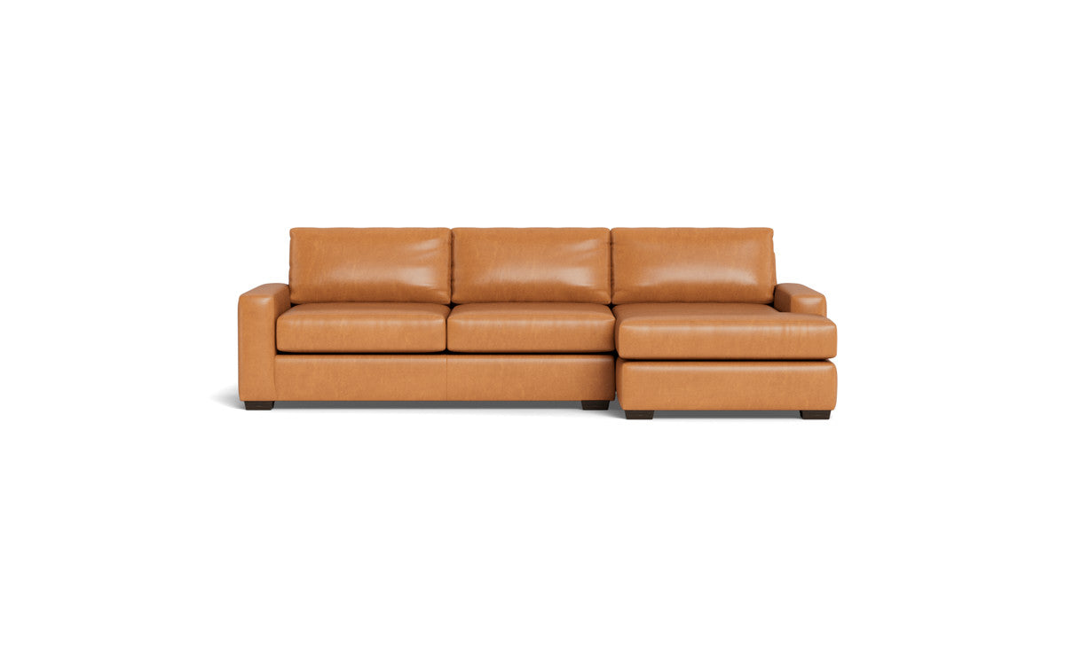 Mas Mesa 123" Deep Leather Right Chaise Sectional - Hudson Lager