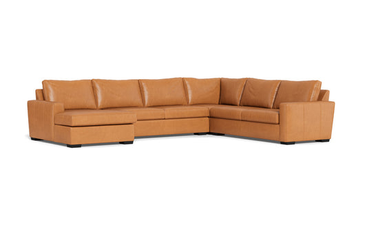 Mas Mesa 162" Deep Leather Corner Sectionals w. Left Chaise -