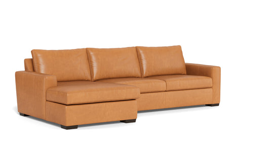 Mas Mesa 123" Deep Leather Left Chaise Sectional -