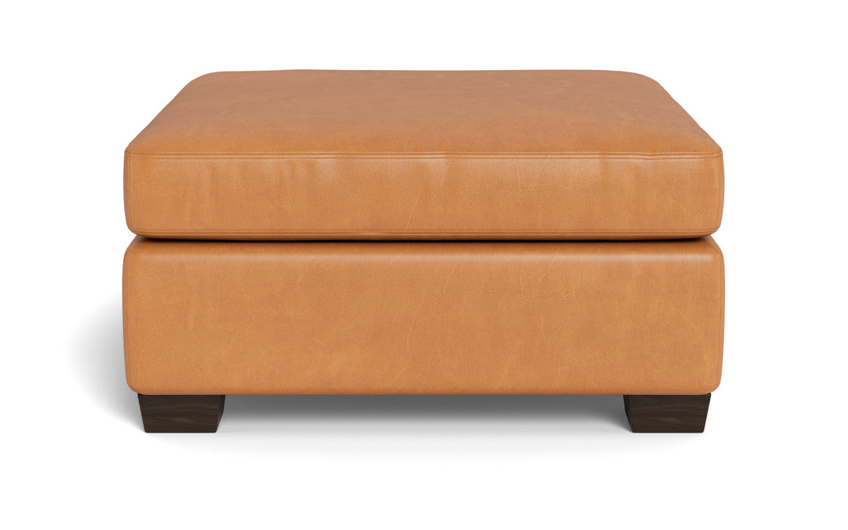 Track Leather Ottoman - Hudson Lager