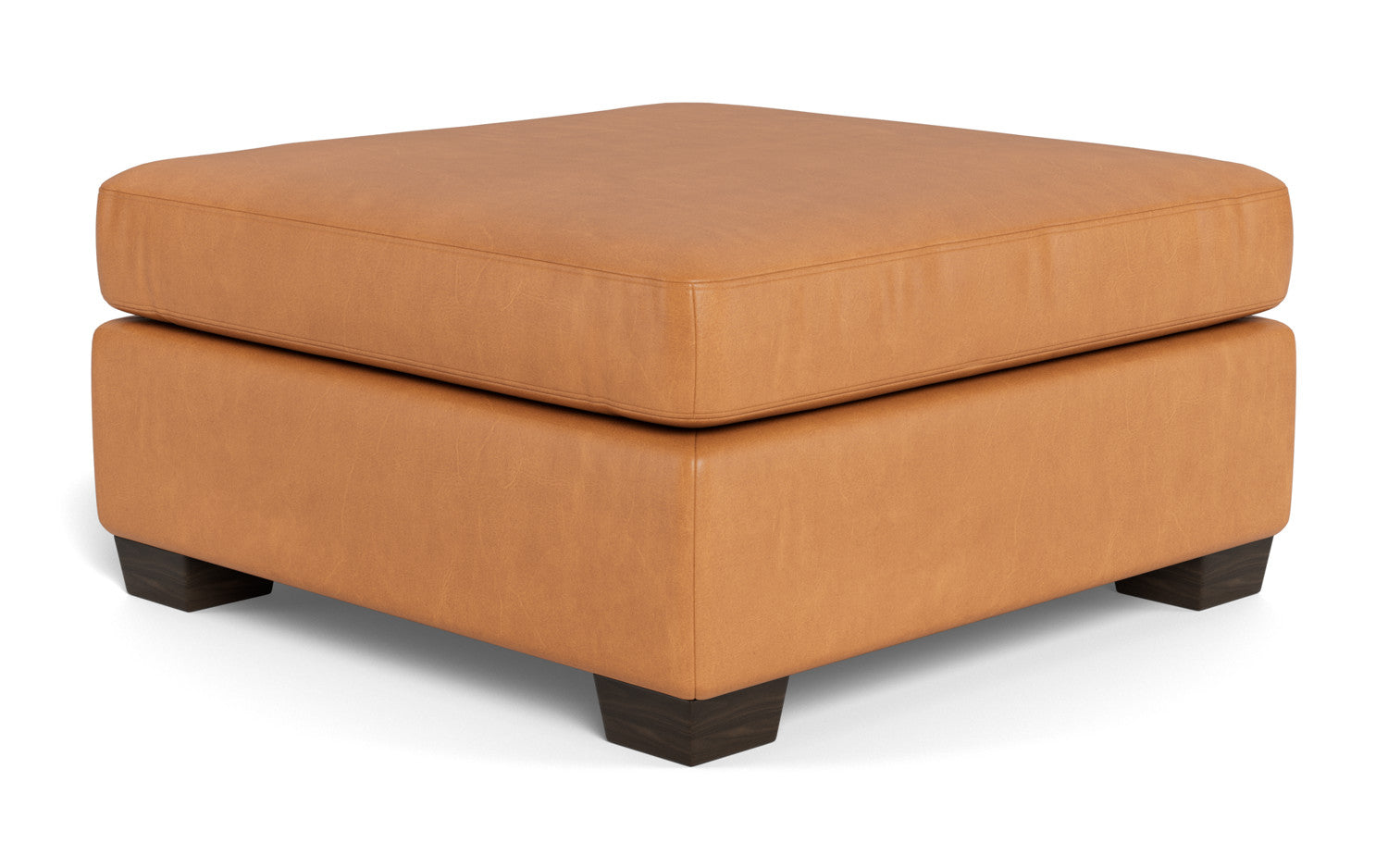 Track Leather Cocktail Ottoman - Hudson Ivory