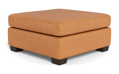 Track Leather Cocktail Ottoman - Hudson Ivory