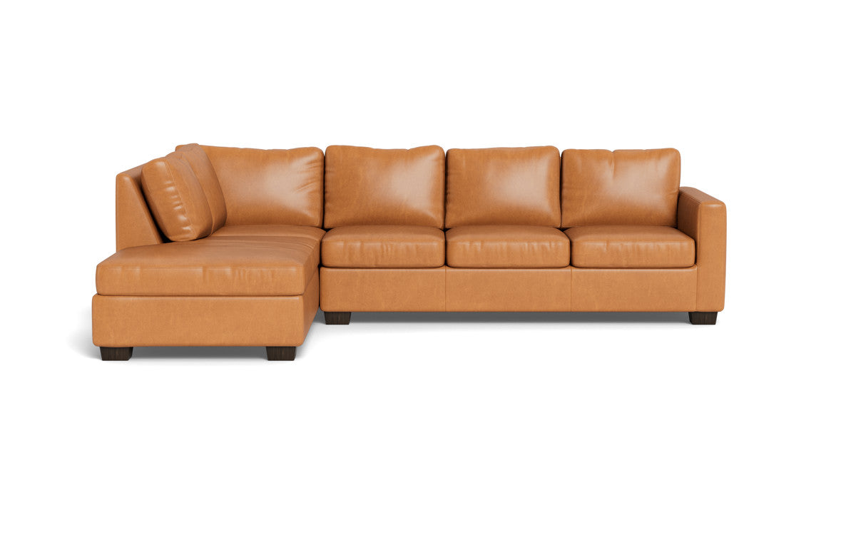 Track 121" Leather Left Chaise Sleeper Sectional - Hudson Ivory