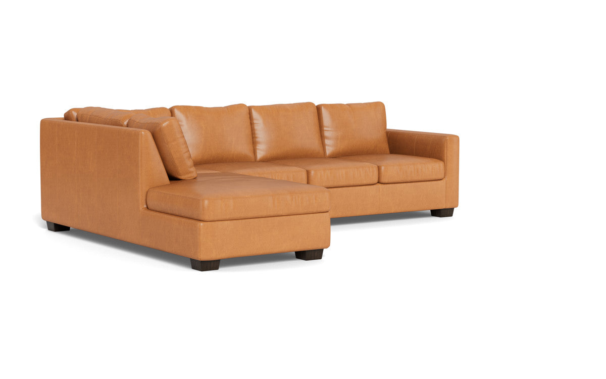 Track 121" Leather Left Chaise Sleeper Sectional - Hudson Ivory