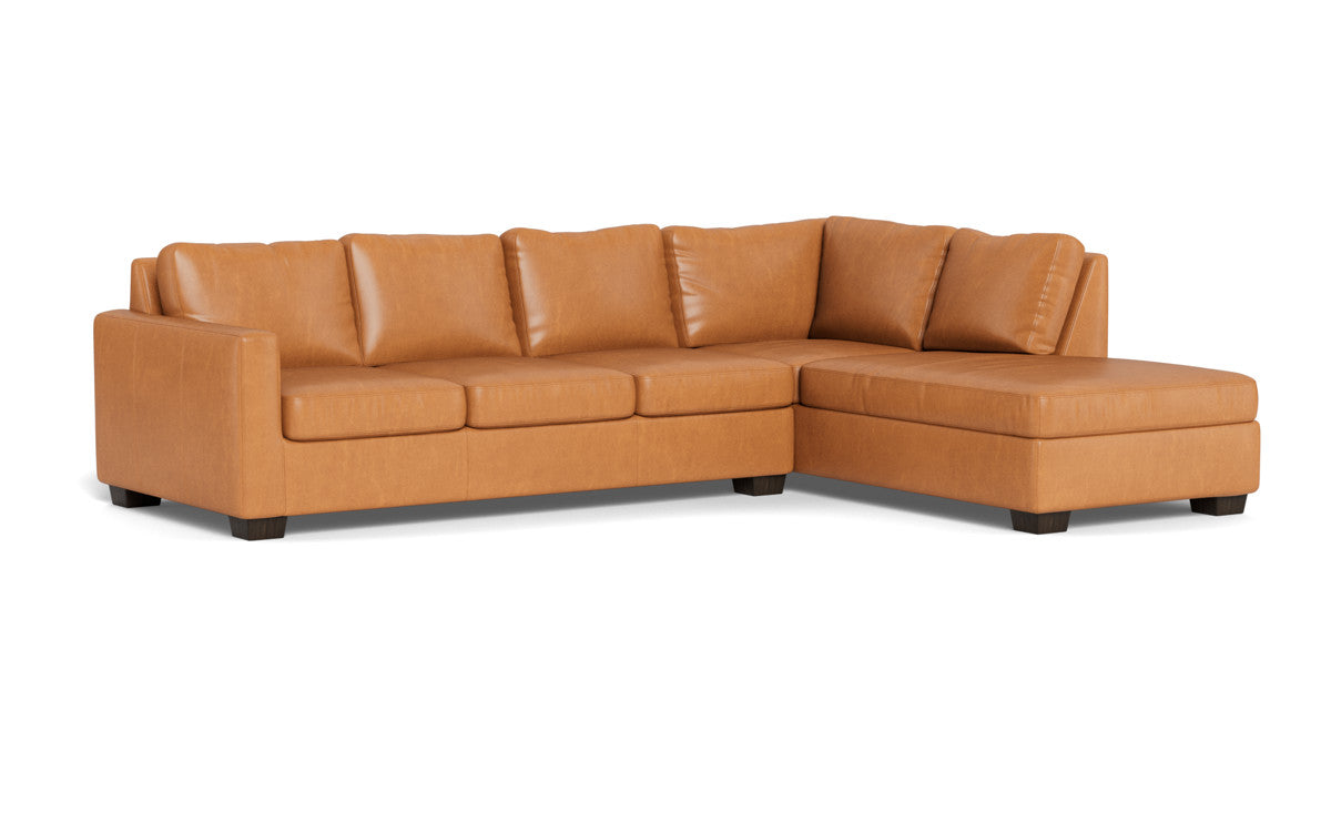 Track 121" Leather Right Chaise Sleeper Sectional - Hudson Ivory