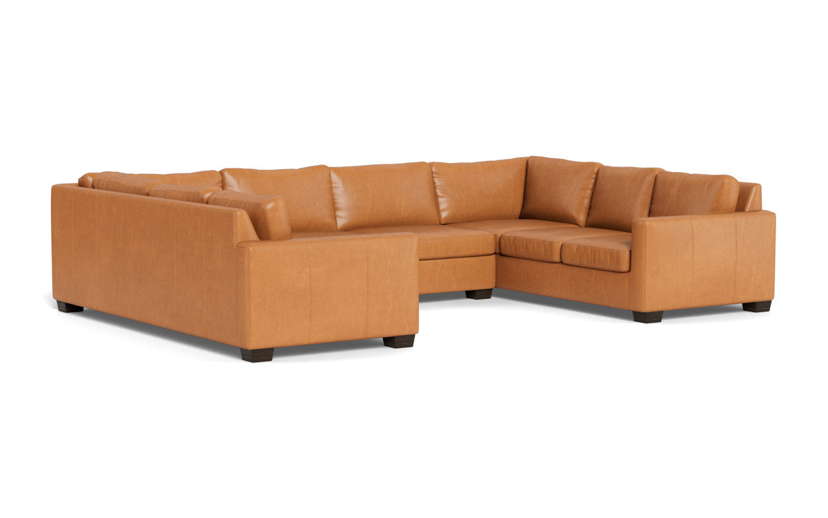 Track 141" Leather Corner Sofa U Sectional - Hudson Lager