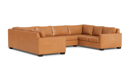 Track 141" Leather Corner Sofa U Sectional - Hudson Lager
