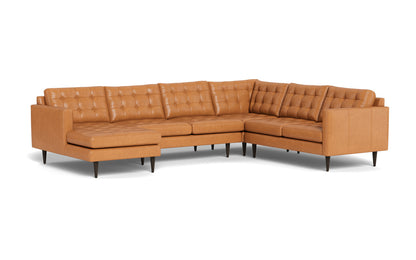 Wallace 131" Leather Corner Sectionals w. Left Chaise - Hudson Lager