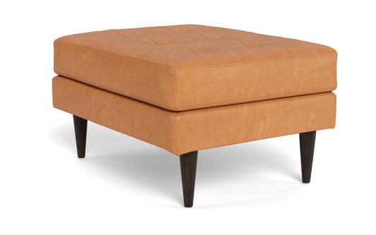 Wallace Leather Ottoman - Hudson Ivory
