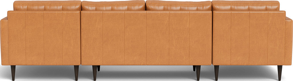 Wallace 126" Leather Double Chaise U Sectional - Hudson Lager