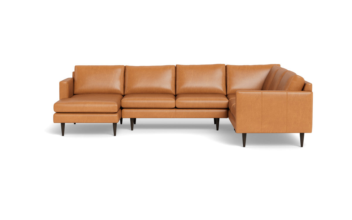 Wallace 130" Leather Untufted Corner Sectionals w. Left Chaise - Hudson Lager