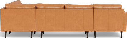 Wallace 130" Leather Untufted Corner Sectionals w. Left Chaise - Hudson Lager