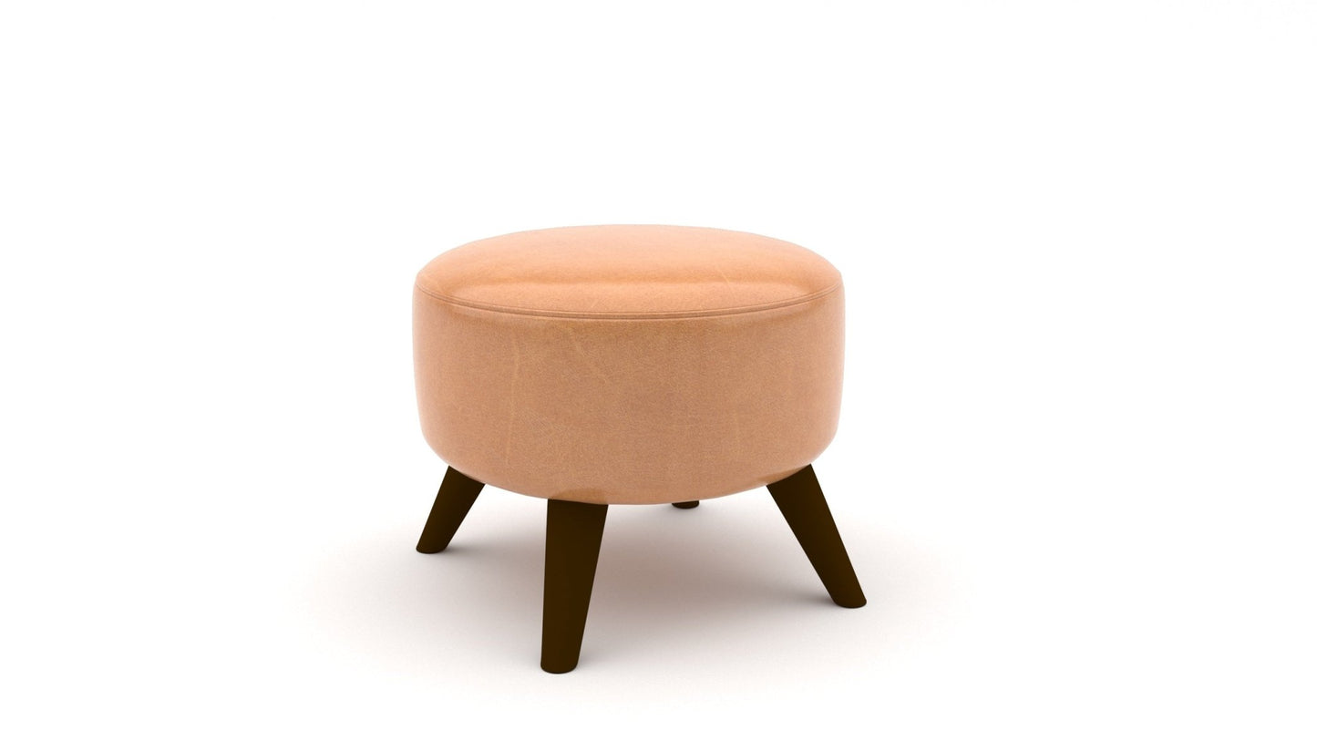 Katy 18" Leather Round Leg Ottoman