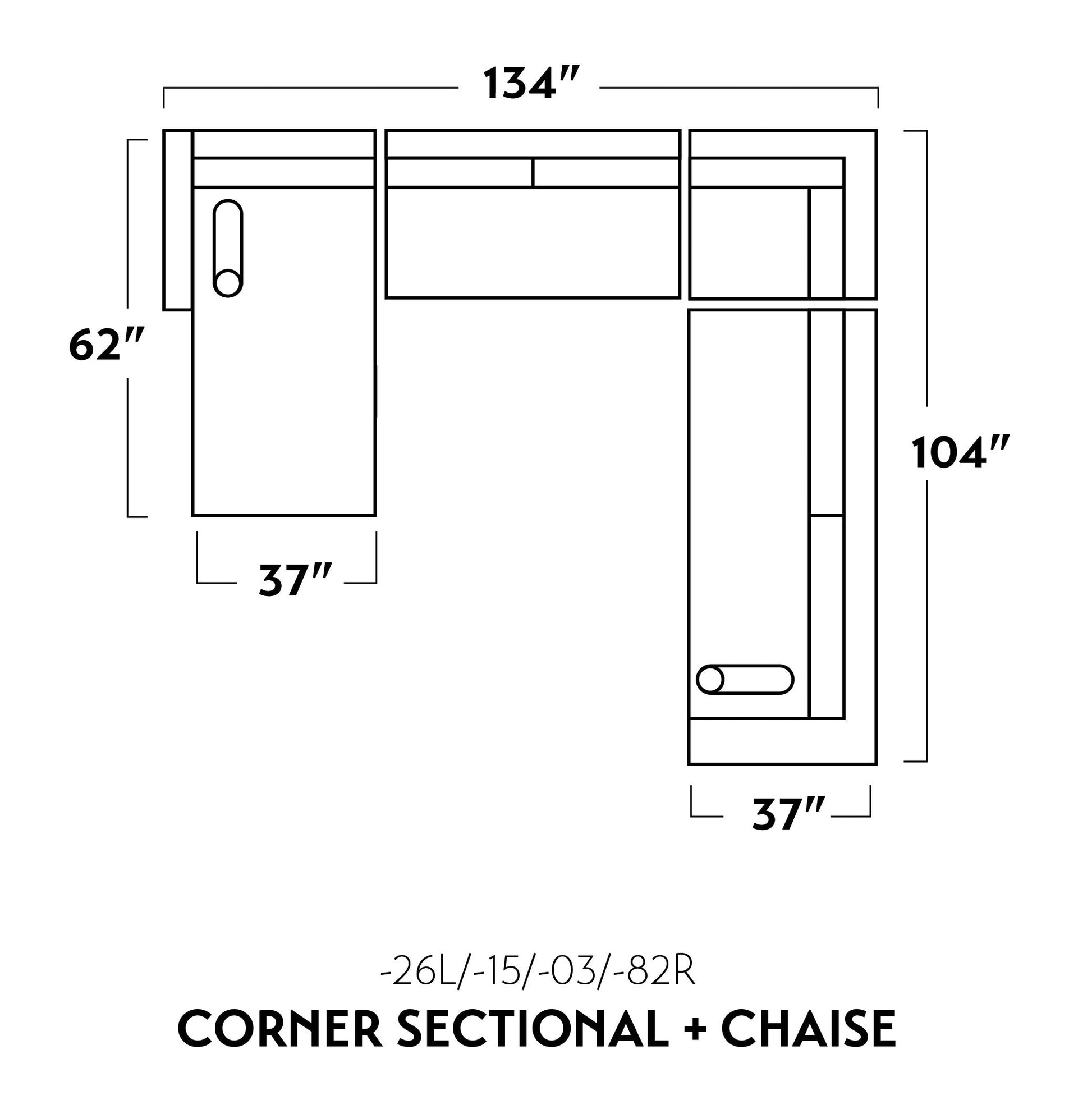 Ladybird 133" Corner Sectional with Left Chaise -