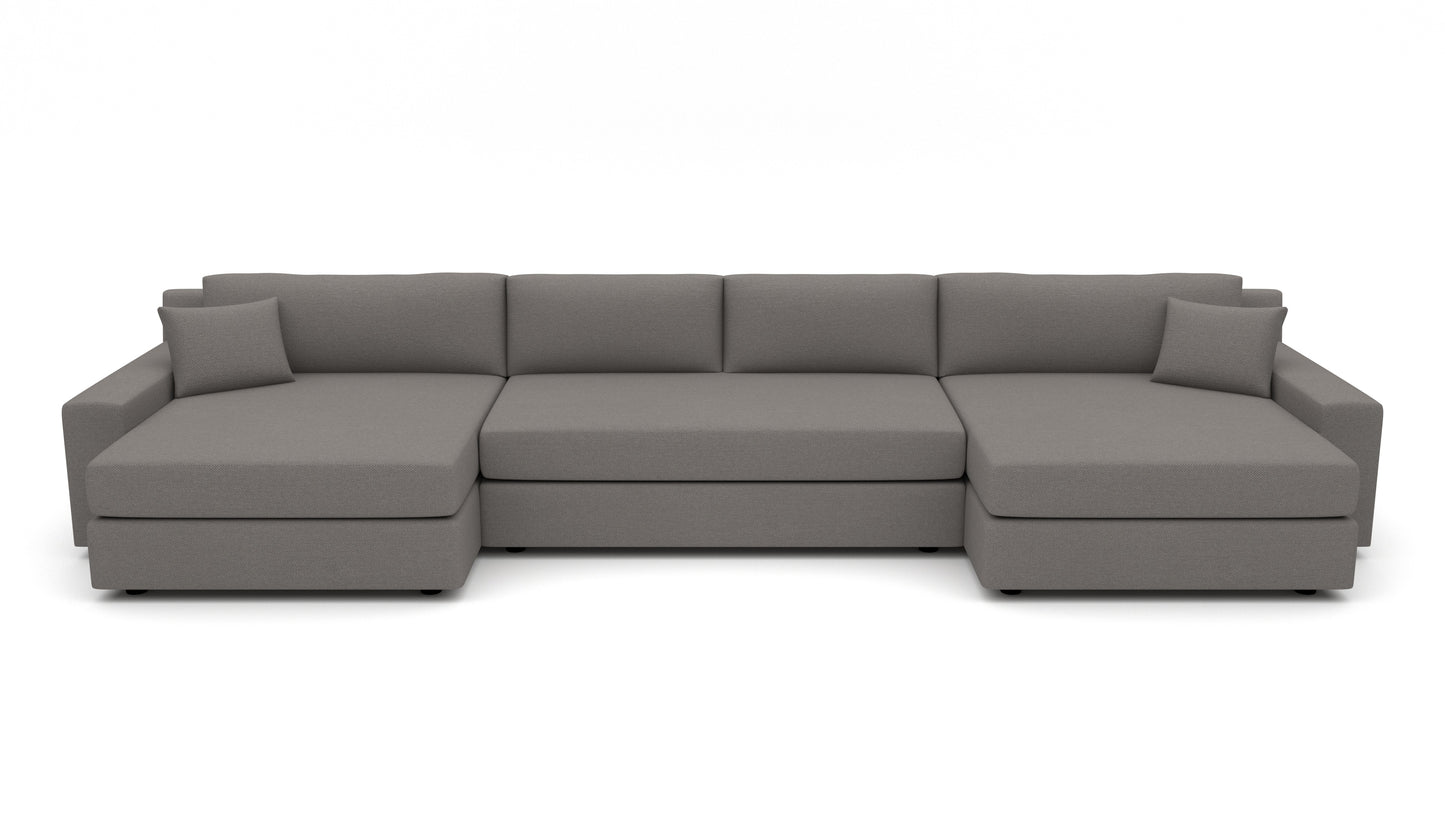 Lago Vista 192" Double Chaise With Armless Sofa - Peyton Slate