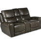 Laura Grey Leather Power Console Loveseat