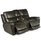 Laura Grey Leather Power Console Loveseat