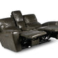 Laura Grey Leather Power Console Loveseat