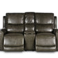 Laura Grey Leather Power Console Loveseat