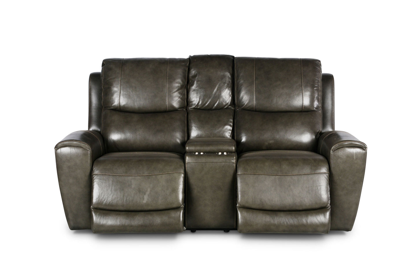 Laura Grey Leather Power Console Loveseat