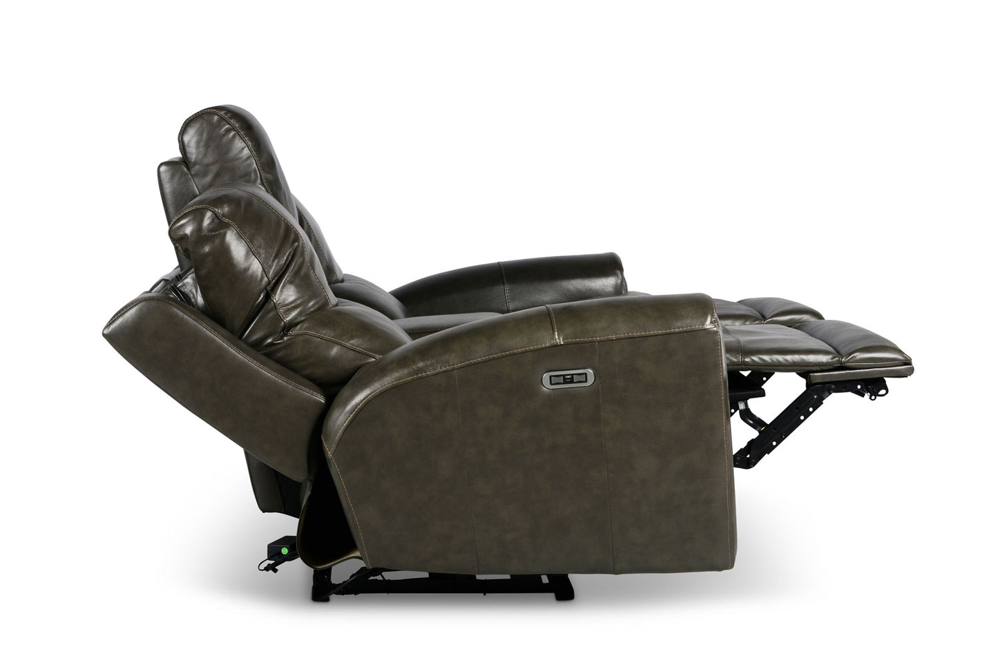 Laura Grey Leather Power Console Loveseat