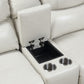 Laura Ivory Leather Power Console Loveseat