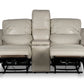 Laura Ivory Leather Power Console Loveseat