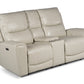 Laura Ivory Leather Power Console Loveseat