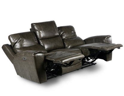 Laura Grey Leather Power Reclining Sofa