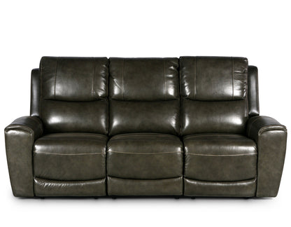 Laura Grey Leather Power Reclining Sofa