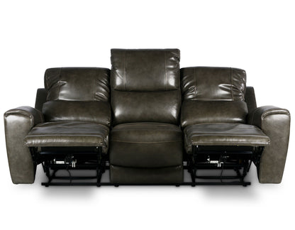 Laura Grey Leather Power Reclining Sofa