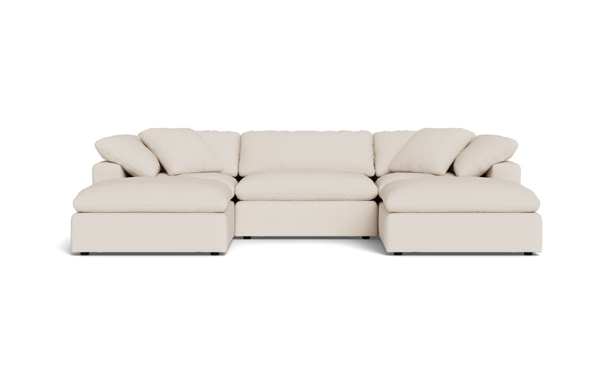 Fluffy 3 Piece Sofa W/Double Ottoman - Merit Snow