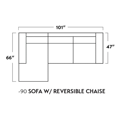 Mas Mesa 101" Deep Reversible Sofa Chaise -