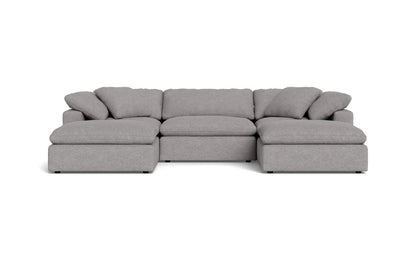 Fluffy 3 Piece Sofa W/Double Ottoman - Merit Graystone