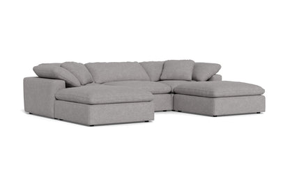 Fluffy 3 Piece Sofa W/Double Ottoman - Merit Graystone