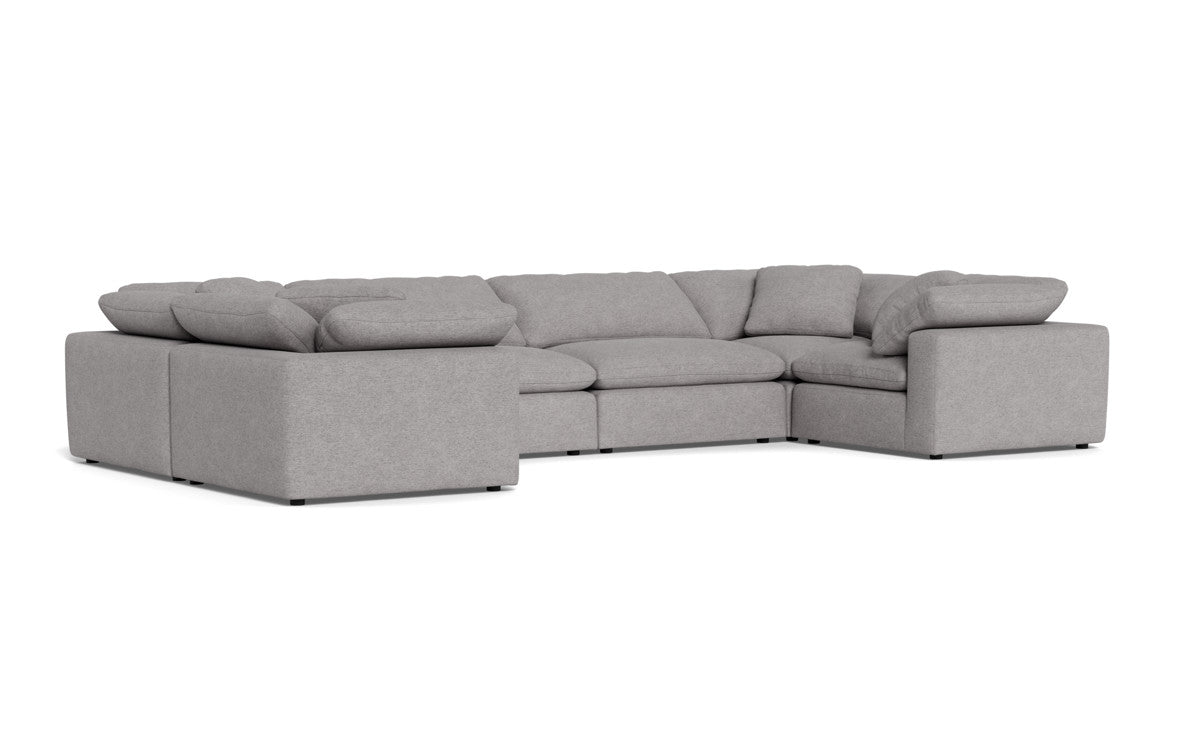 Fluffy 4 Corner U Sectional - Merit Graystone