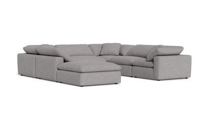 Fluffy 6 Piece Sectional W/Ottoman - Merit Graystone