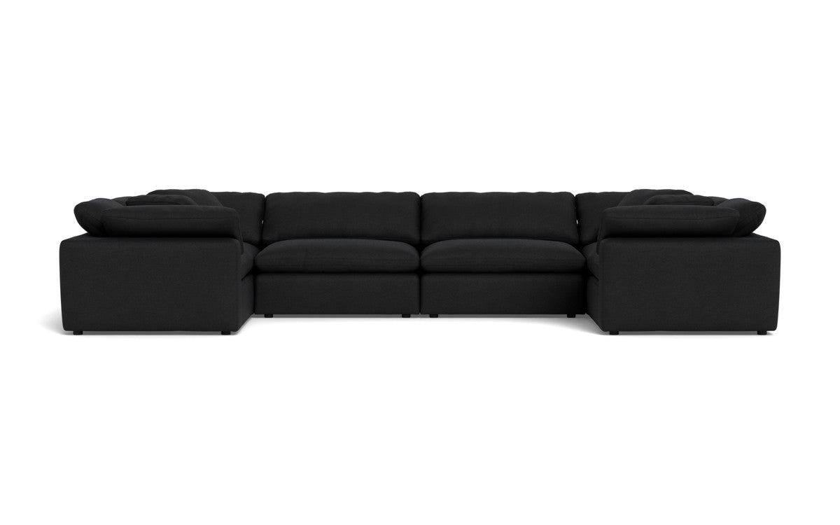 Fluffy 4 Corner U Sectional - Merit Onyx