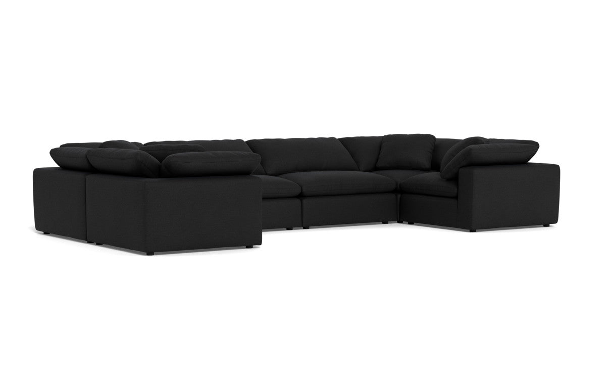 Fluffy 4 Corner U Sectional - Merit Onyx