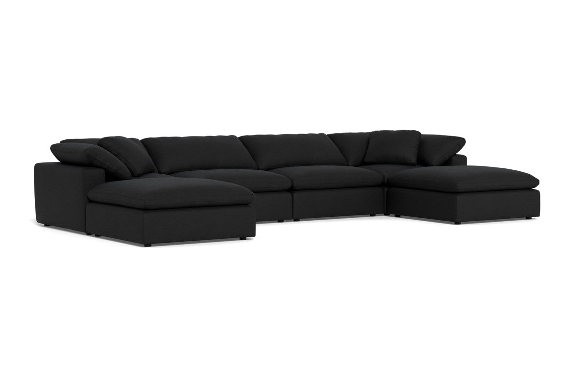 Fluffy 4 Piece Sectional W/Double Otto - Merit Onyx