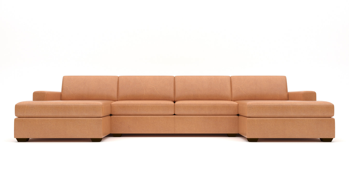 Mesa Leather Double Chaise With Armless Loveseat