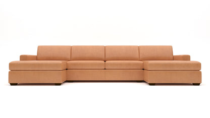 Mesa Leather Double Chaise With Armless Loveseat