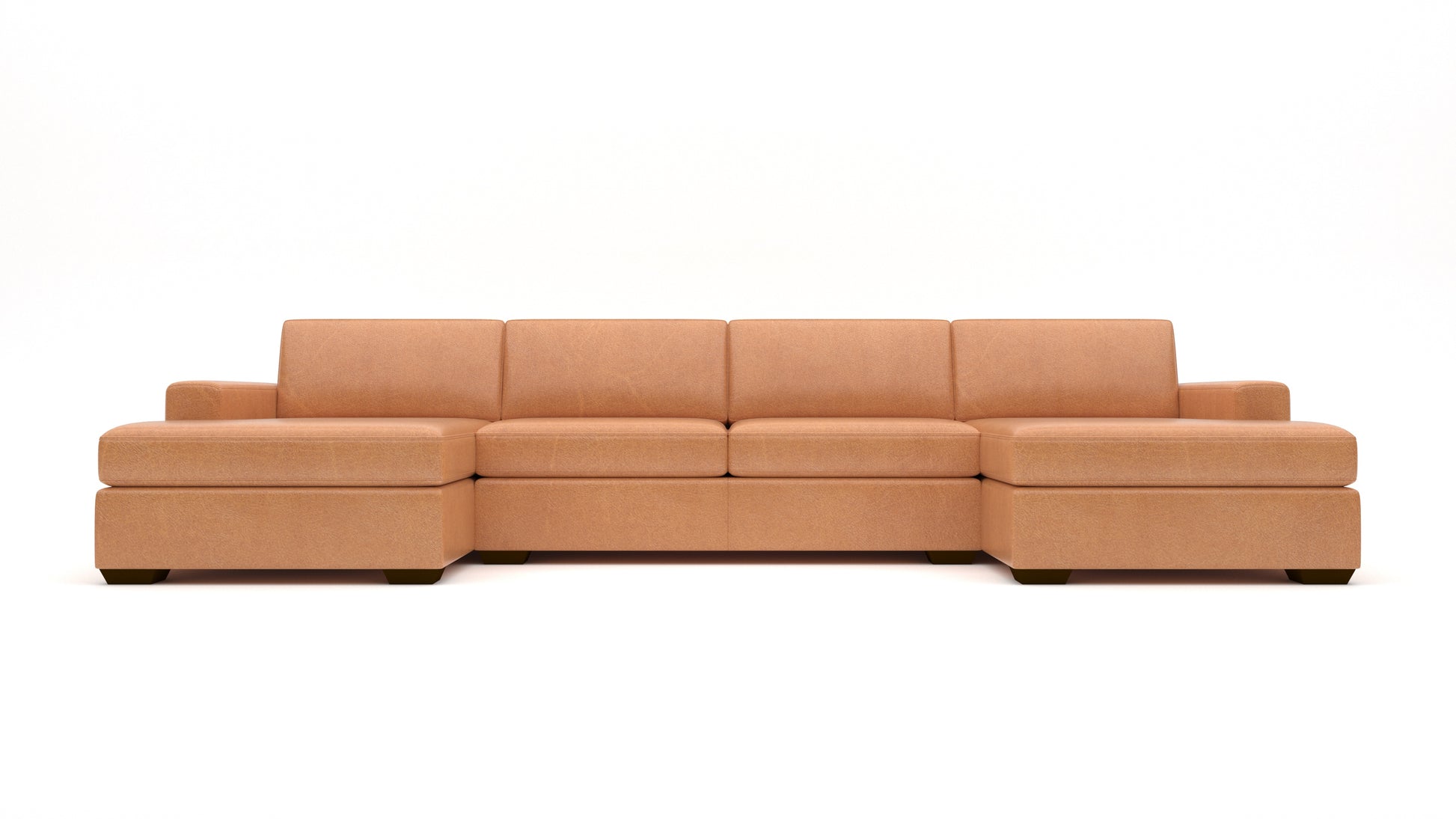 Mesa 158" Leather Double Chaise With Armless Loveseat - Hudson Lager