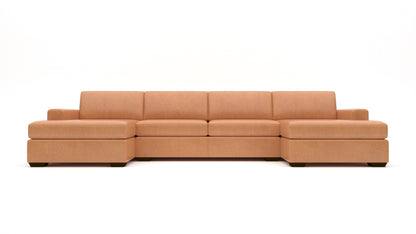 Mesa 158" Leather Double Chaise With Armless Loveseat - Hudson Lager