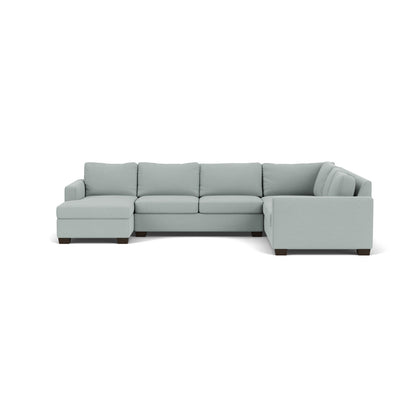Track 141" Corner Sectionals W. Full Sleeper & Left Chaise - Peyton Light Blue