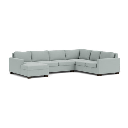 Track 141" Corner Sectionals W. Full Sleeper & Left Chaise - Peyton Light Blue