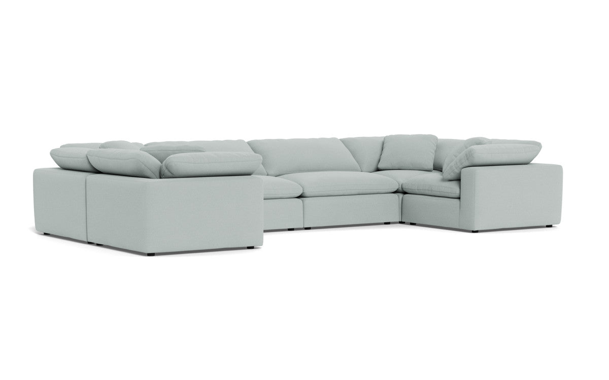 Fluffy 4 Corner U Sectional - Peyton Light Blue