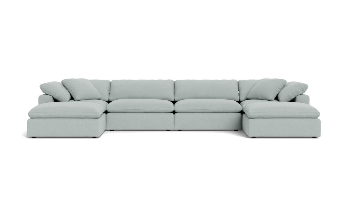 Fluffy 4 Piece Sectional W/Double Otto - Peyton Light Blue