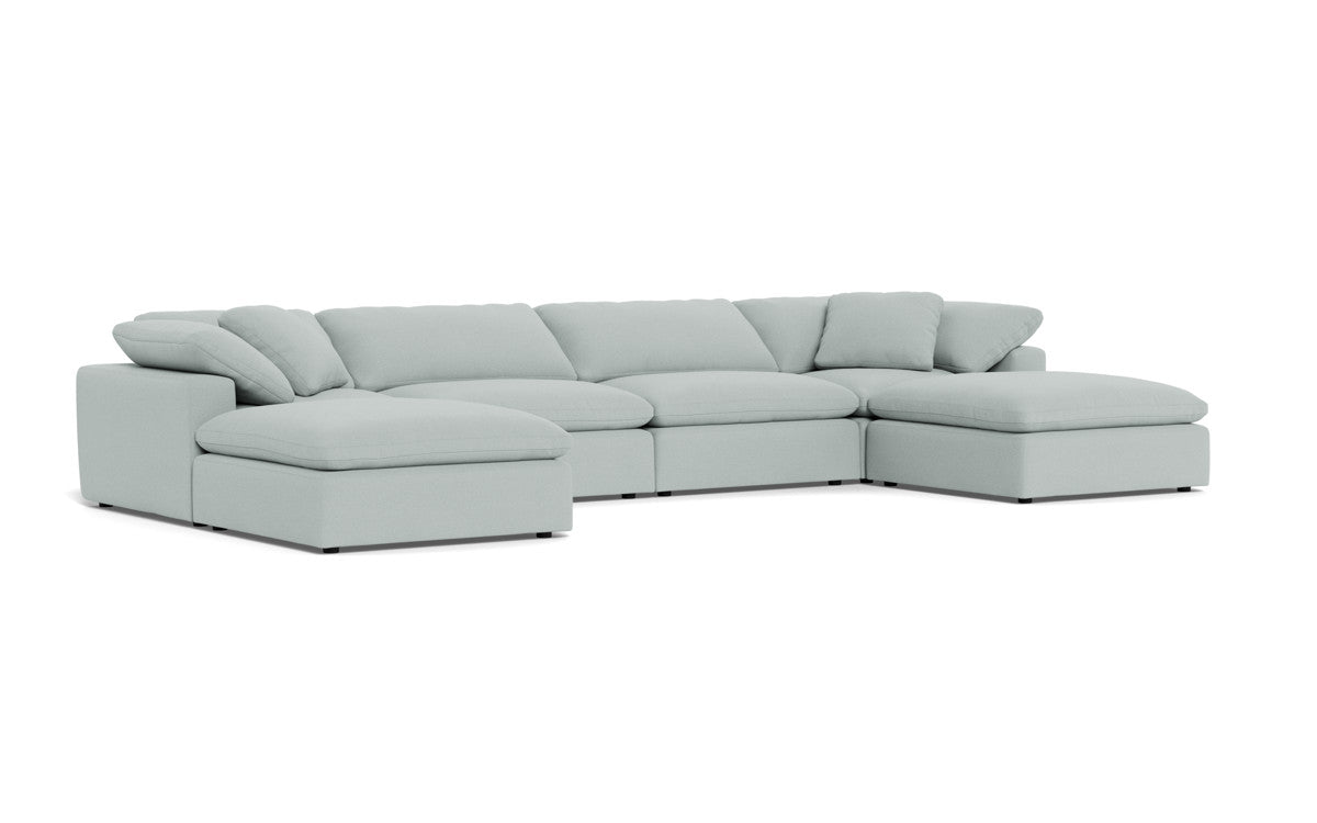 Fluffy 4 Piece Sectional W/Double Otto - Peyton Light Blue